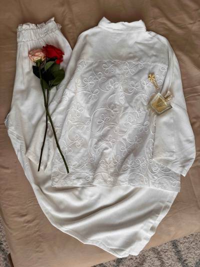 Pyjama bonjour lin blanc