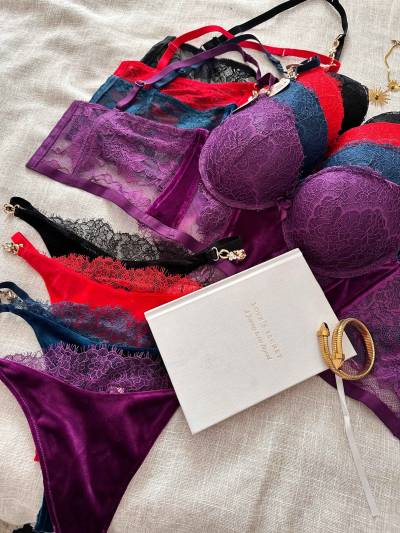 Lingerie 2pcs corset H velour