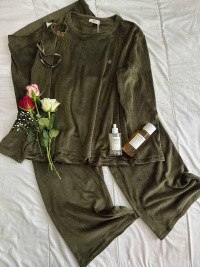 Pyjama velour Penymood Vert/gris