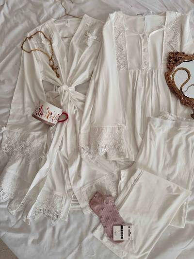 Ensemble 3pcs Bone guippure