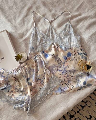 Bustier short bonjour bleu/beige