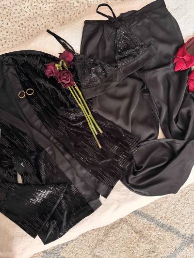 Ensemble 3pcs Bonjour Noir brillant