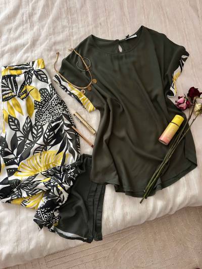 Homewear haut vert pantalon leafy