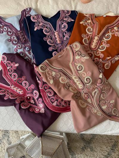 Robe gros-fil manches rondes