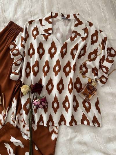 Homewear Cosku maron et blanc oversize
