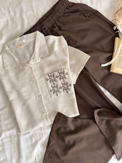 Homewear poleren beige lin