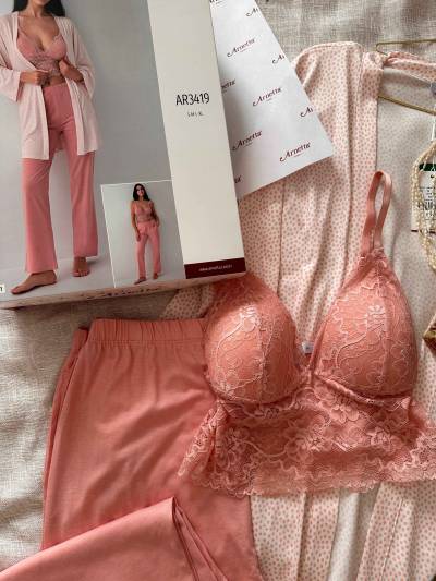 Ensemble 3-pcs Arnetta rose picté