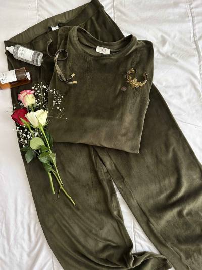 Pyjama velour Penymood Vert/gris