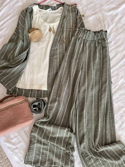 3pcs rayonne vert lin