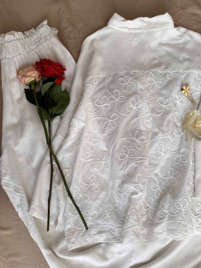 Pyjama bonjour lin blanc