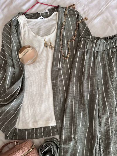 3pcs rayonne vert lin