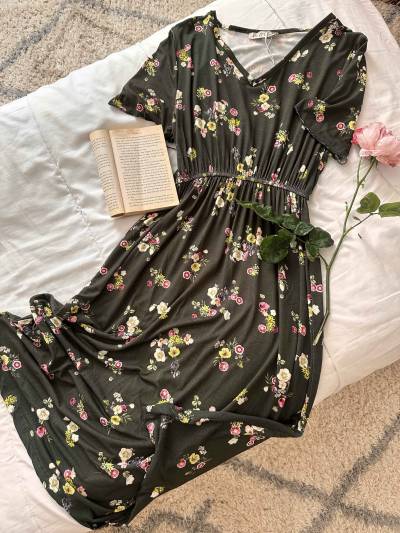 robe fig leaf verte fleuri